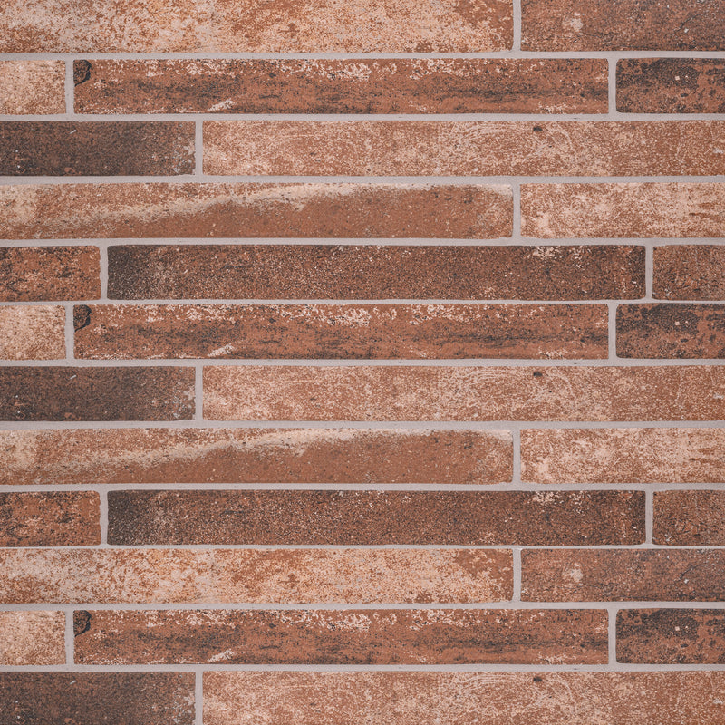 Brickstone Red 2"x18" Matte Porcelain Floor and Wall Tile - MSI Collection closeup view