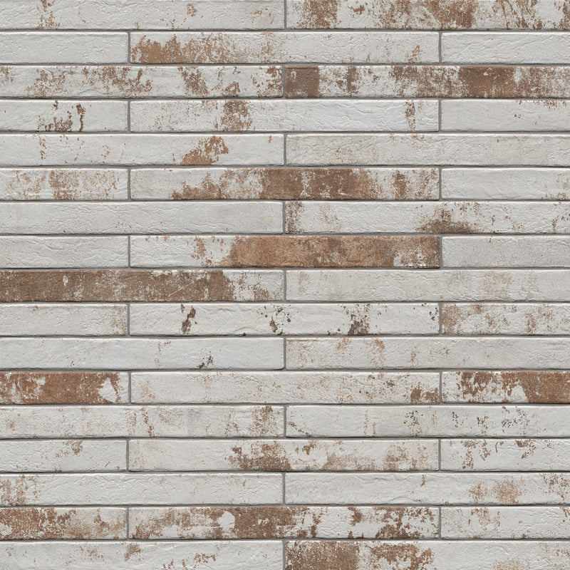 Brickstone Rustique White 2"x18" Matte Porcelain Floor and Wall Tile - MSI Collection closeup view 2