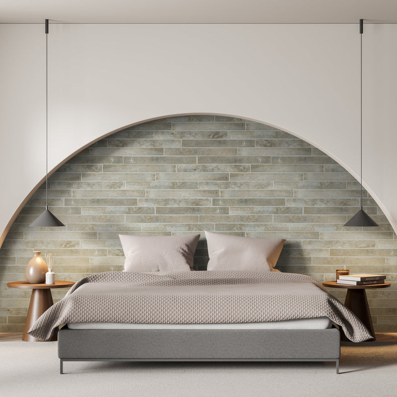 Brickstone Taupe 2"x18" Matte Porcelain Floor and Wall Tile - MSI Collection bed view