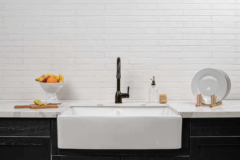 Brickstone White 2"x18" Matte Porcelain Floor and Wall Tile - MSI Collection sink view 3