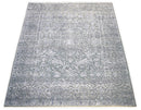 Modern Silver And Gray Hand Knotted Bamboo Silk 8x10 Area Rug