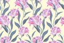 Yellow Wallpaper with Pink Flowers
