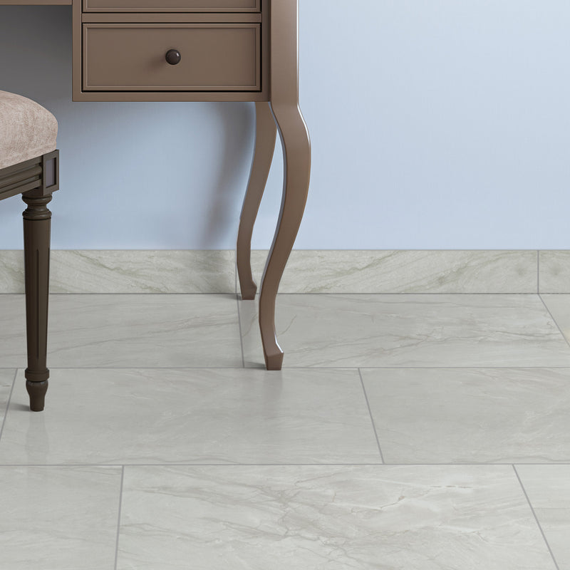 Durban Gray 3"x24" Polished Porcelain Bullnose Wall Tile - MSI Collection product shot table chair view 2