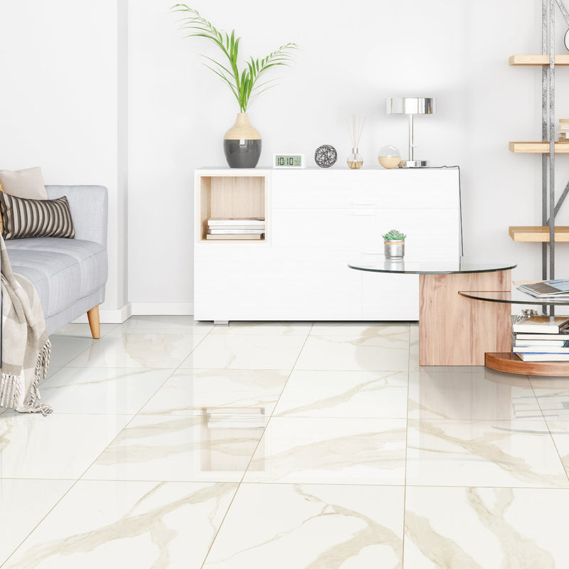 Eden Calacatta 24"x24" Polished Porcelain Floor And Wall Tile - MSI Collection living room view