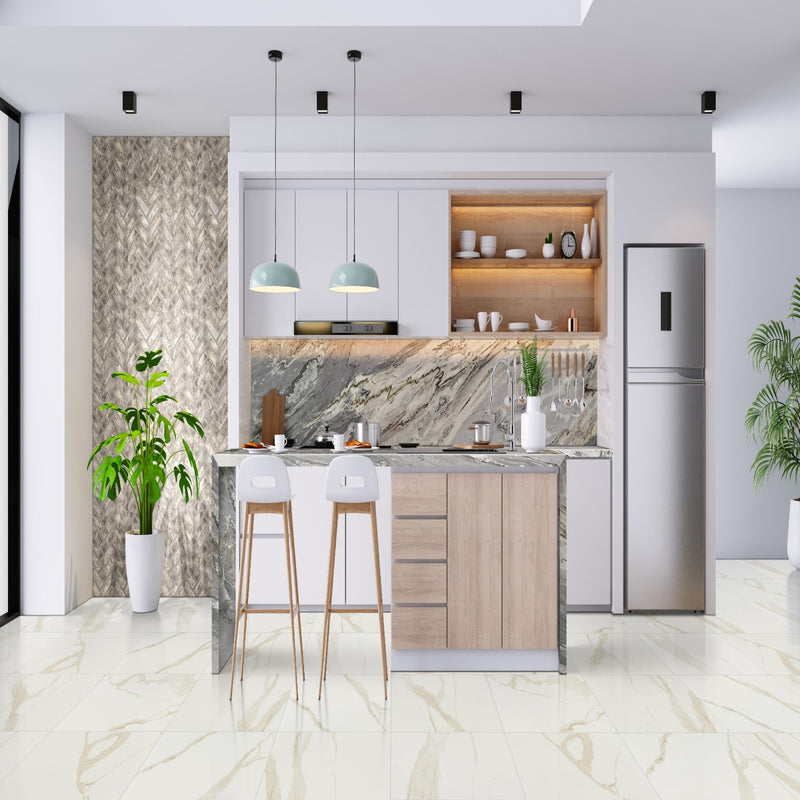 Eden Calacatta 24"x24" Matte Porcelain Floor And Wall Tile - MSI Collection product shot kitchen view