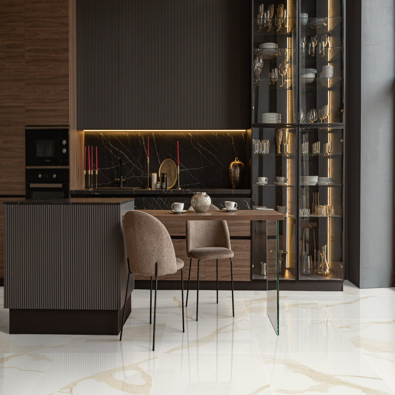 Eden Calacatta 32"x32" Polished Porcelain Floor And Wall Tile - MSI Collection living room view