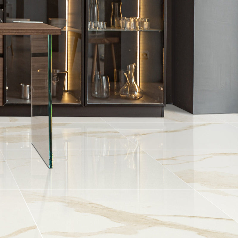 Eden Calacatta 32"x32" Polished Porcelain Floor And Wall Tile - MSI Collection cabinet view