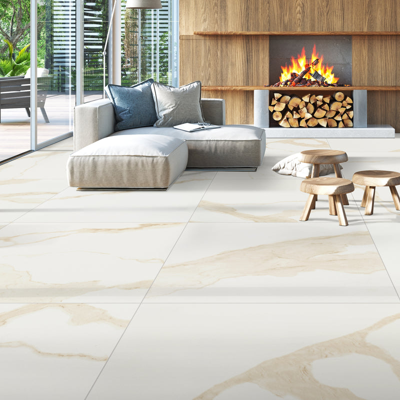 Eden Calcatta 32"x32" Matte Porcelain Floor And Wall Tile - MSI Collection living room view 2