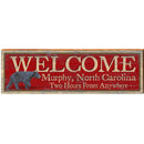 Welcome Murphy Black Bear Red | Wall Art Print on Real Wood
