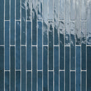 Flamenco 2"x18" Hale Navy Brick Look Glossy Porcelain Wall Tile angle view