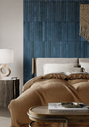 Flamenco 2"x18" Hale Navy Brick Look Glossy Porcelain Wall Tile bedroom view