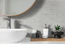 Flamenco 2"x18" Princess White Brick Look Glossy Porcelain Wall Tile - MSI Collection bath view 2