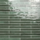 Flamenco 2"x18" Racing Green Brick Look Glossy Porcelain Wall Tile - MSI Collection closeup view