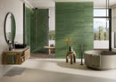 Flamenco 2"x18" Racing Green Brick Look Glossy Porcelain Wall Tile - MSI Collection bath view