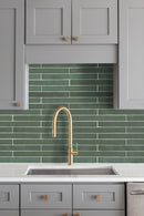 Flamenco 2"x18" Racing Green Brick Look Glossy Porcelain Wall Tile - MSI Collection kitchen view 2