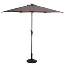Tan 9-Ft Patio Umbrella with Steel Pole Crank Tilt and Solar LED Lights