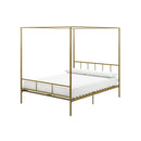 Full size Modern Canopy Bed Frame with Headboard and Footboard in Gold Metal