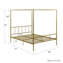 Full size Modern Canopy Bed Frame with Headboard and Footboard in Gold Metal