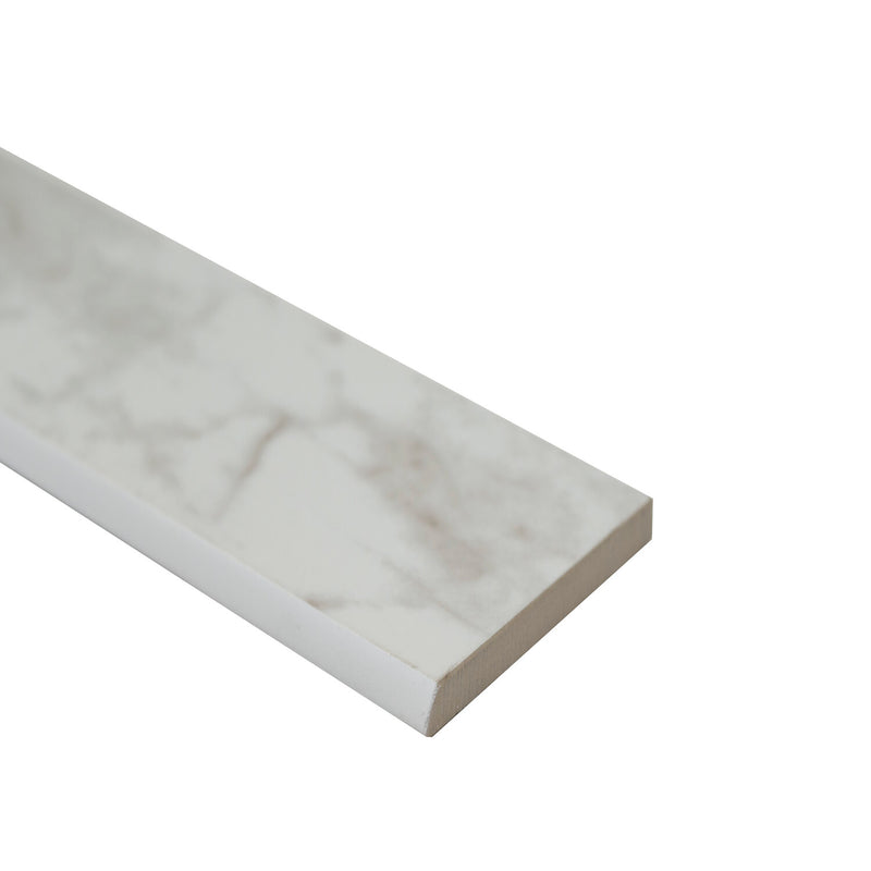 Kaya Carrara Bianco Bullnose 3"x24" Matte Porcelain Wall Tile -MSI Collection product shot edge view