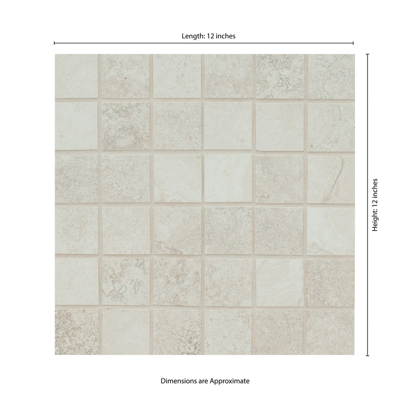 Legend Moka 12"x12" Matte Porcelain Mosaic Tile - MSI Collection measurement view