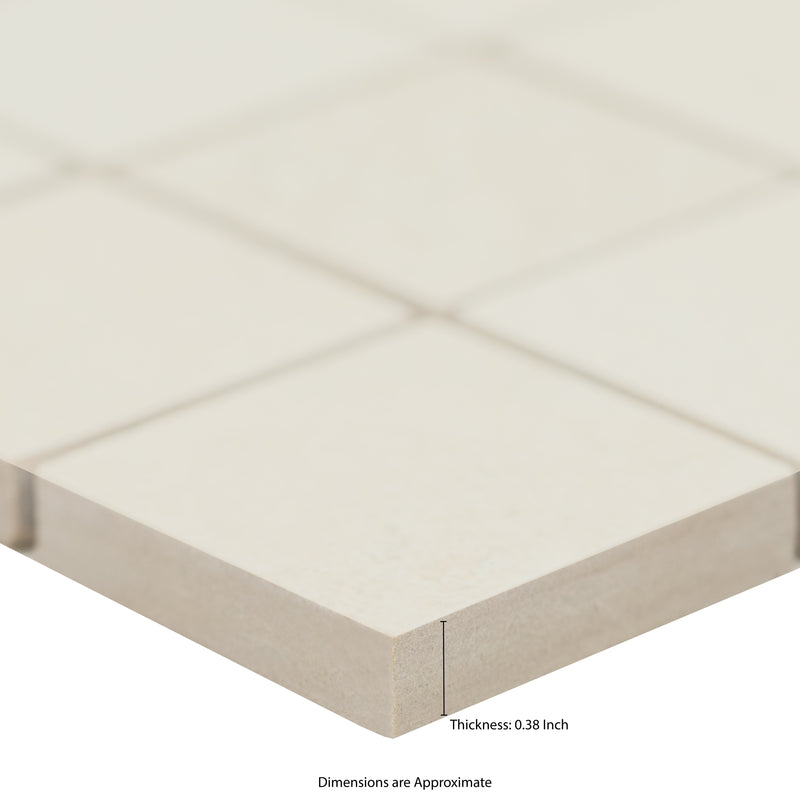 Legend White 12"x12" Matte Porcelain Mosaic Tile - MSI Collection thickness view