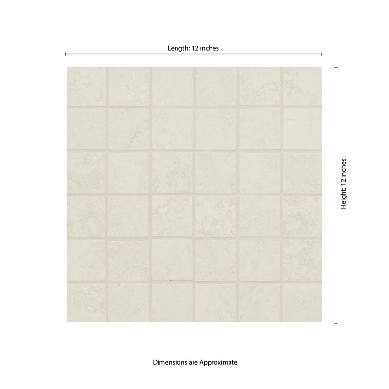 Legend White 12"x12" Matte Porcelain Mosaic Tile - MSI Collection measurement view