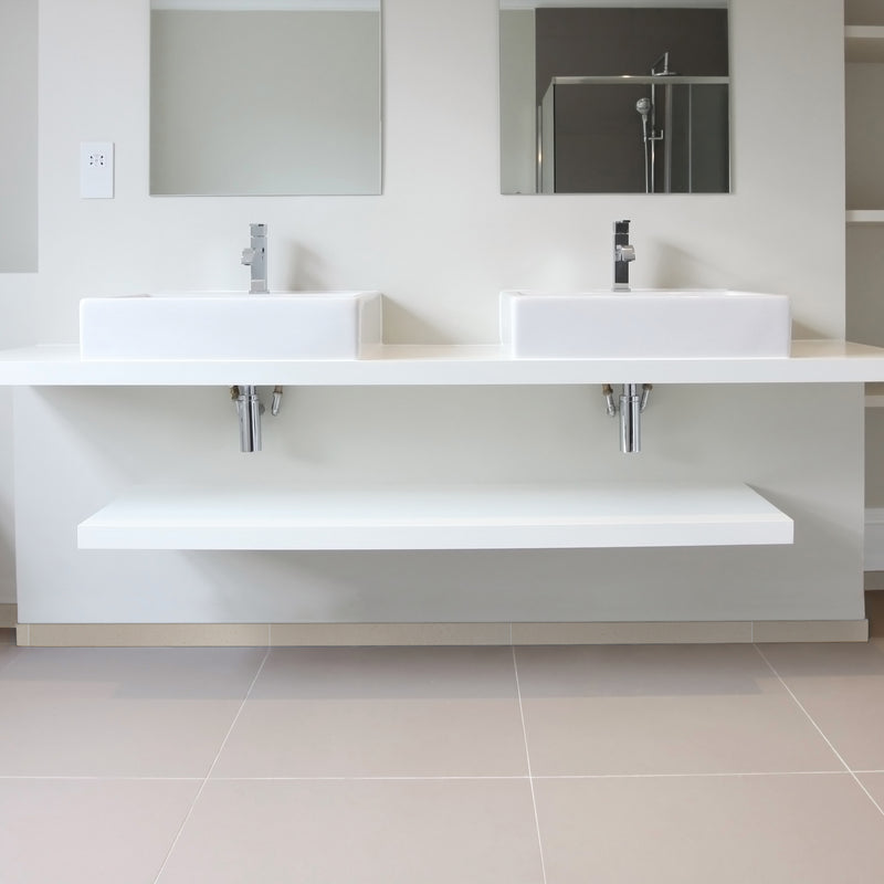 Living Style Cream Bullnose 2"x24" Glazed Porcelain Wall Tile - MSI Collection product shot washbasin view