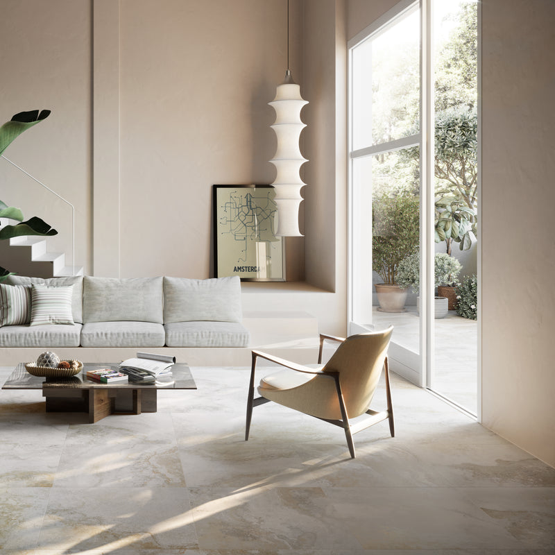 Livingstyle Travertino 24"x24" Matte Porcelain Floor And Wall Tile - MSI Collection chair view
