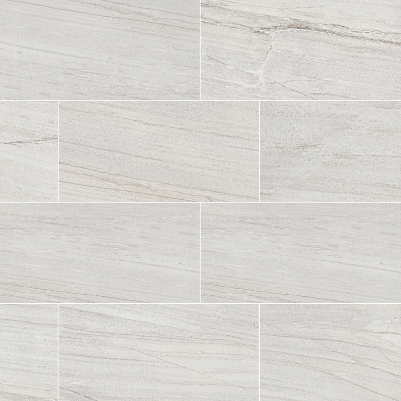 Malahari White 12"x24" Lapato 3D Porcelain Floor & Wall Tile - MSI Collection wall view