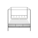King size Dark Grey Metal Canopy Bed Frame with Headboard and Footboard