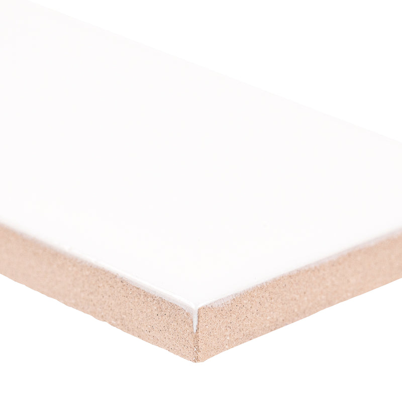 Metro White 2"x8" Ceramic Bullnose Tile - MSI Collection edge view