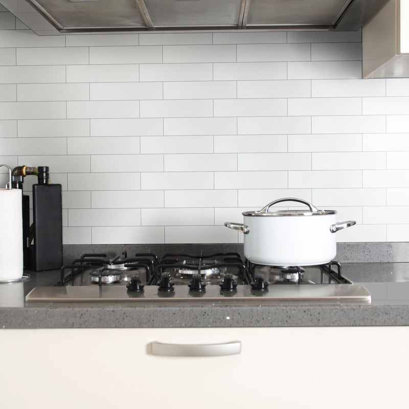 Metro White 2"x8" Glossy Ceramic Wall Tile - MSI Collection kitchen slab view