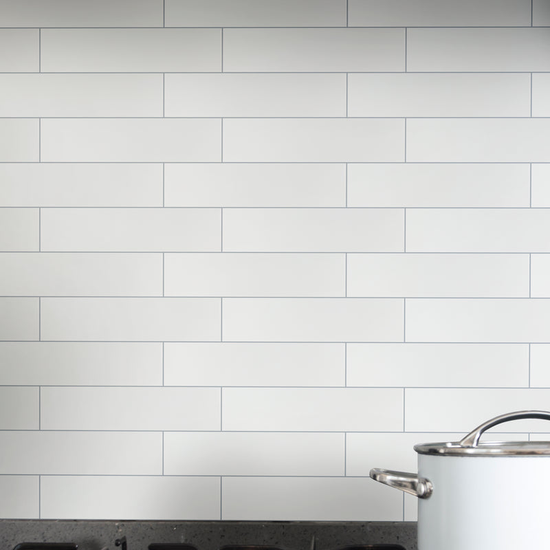 Metro White 2"x8" Glossy Ceramic Wall Tile - MSI Collection kitchen slab view 2