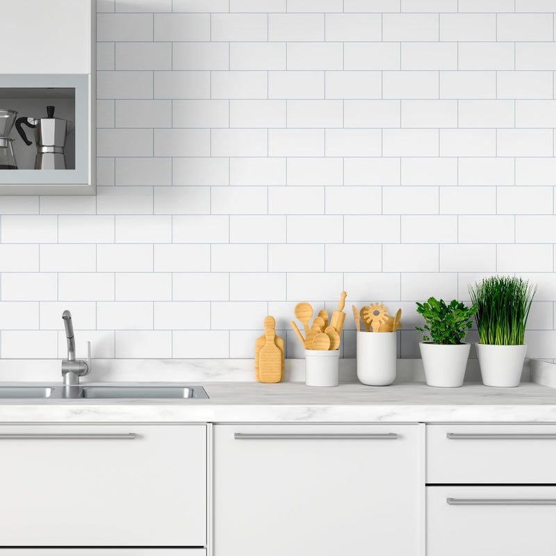 Metro White 3"x6" Glossy Ceramic Wall Tile - MSI Collection kitchen slab view