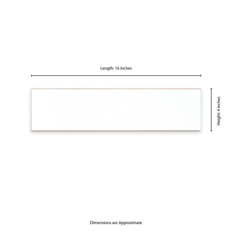 Metro White 4"x16" Glossy Ceramic Wall Tile - MSI Collection measurement view