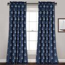 2 Panel 84"L x 52"W Navy Nautical Anchors Window Curtain Set