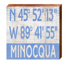 Minocqua Blue Latitude Longitude | Wall Art Print on Real Wood