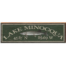 Lake Minocqua Fish Green Latitude Longitude | Wall Art Print on Real Wood