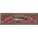 Lake Minocqua Fish Red Latitude Longitude | Wall Art Print on Real Wood