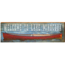 Welcome to Lake Minocqua Red Canoe | Wall Art Print on Real Wood