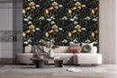 Voguish Dark Wallpaper with Wildflowers