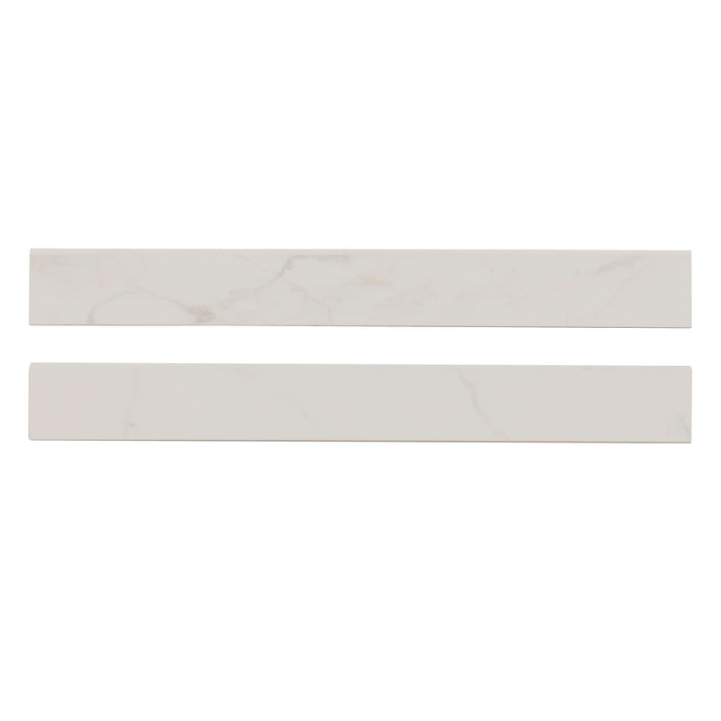 Regallo Calacatta Isla 3"x24" Bullnose Polished Porcelain Wall Tile - MSI Collection product shot multi tile view