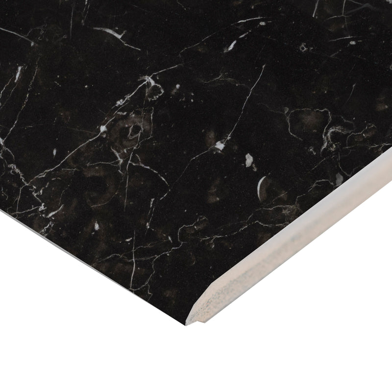 Regallo Marquina Noir 3"x24" Bullnose Polished Porcelain Wall Tile - MSI Collection product shot profile view