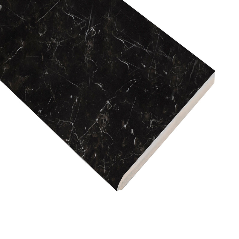 Regallo Marquina Noir 3"x24" Bullnose Polished Porcelain Wall Tile - MSI Collection product shot edge view
