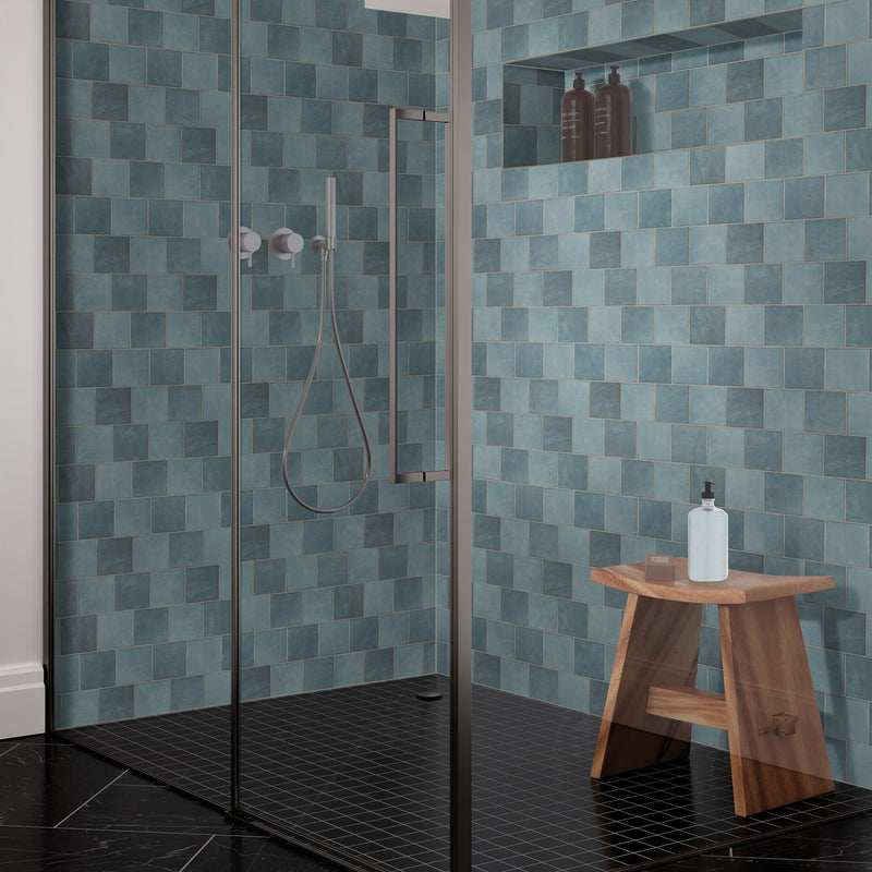 Renzo Denim Bullnose 3"x12" Glossy Ceramic Wall Tile - MSI Collection bathroom view