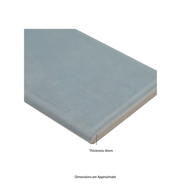 Renzo Sky Bullnose 3"x12" Glossy Ceramic Wall Tile - MSI Collection product shot edge view