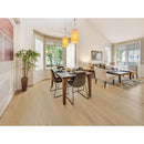 Modern living room with a dining table and chairs, large windows, and a plant. NS-20VH