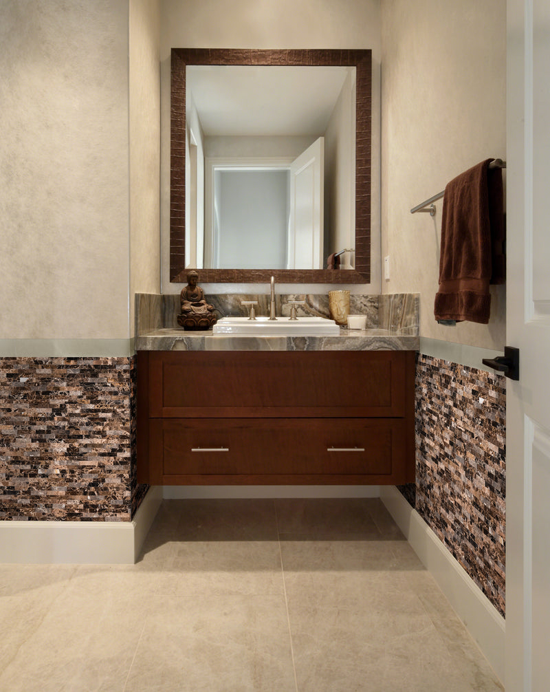 Sande Gray Bullnose 3"x18" Matte Glazed Porcelain Wall Tile - MSI Collection product shot wash basin view