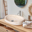 Light Travertine Honed and Filled Vessel Sink Natural Stone 16 x 21.5 x 6 Inches