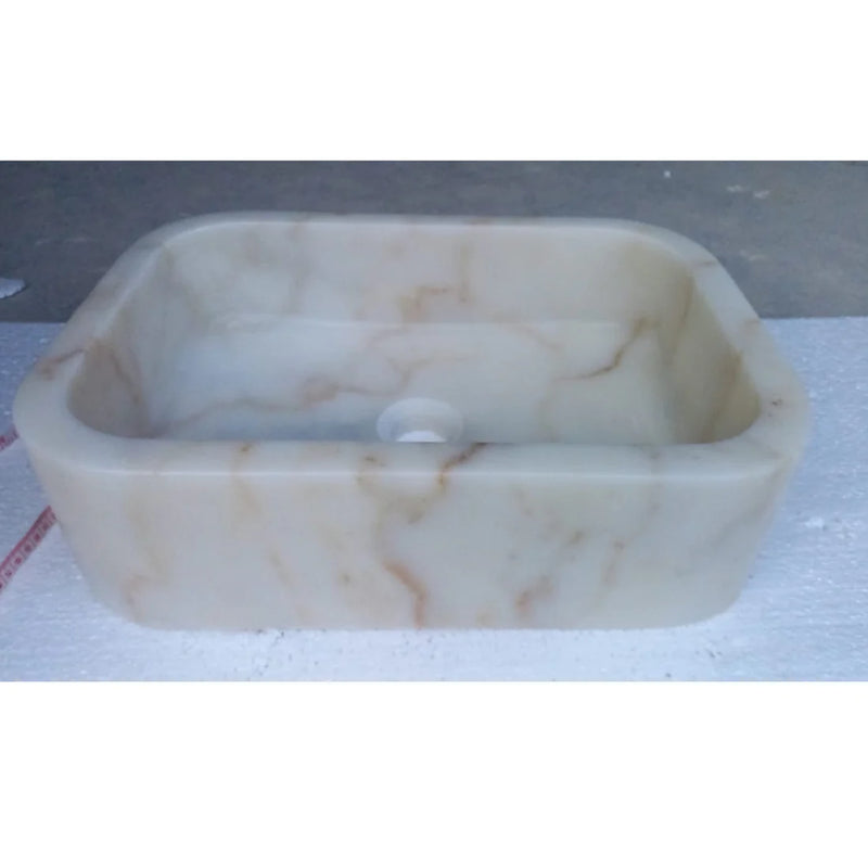 European Sugar White Marble Sink Rectangular Above Vanity Bathroom Sink (W)18" (L)12" (H)5"